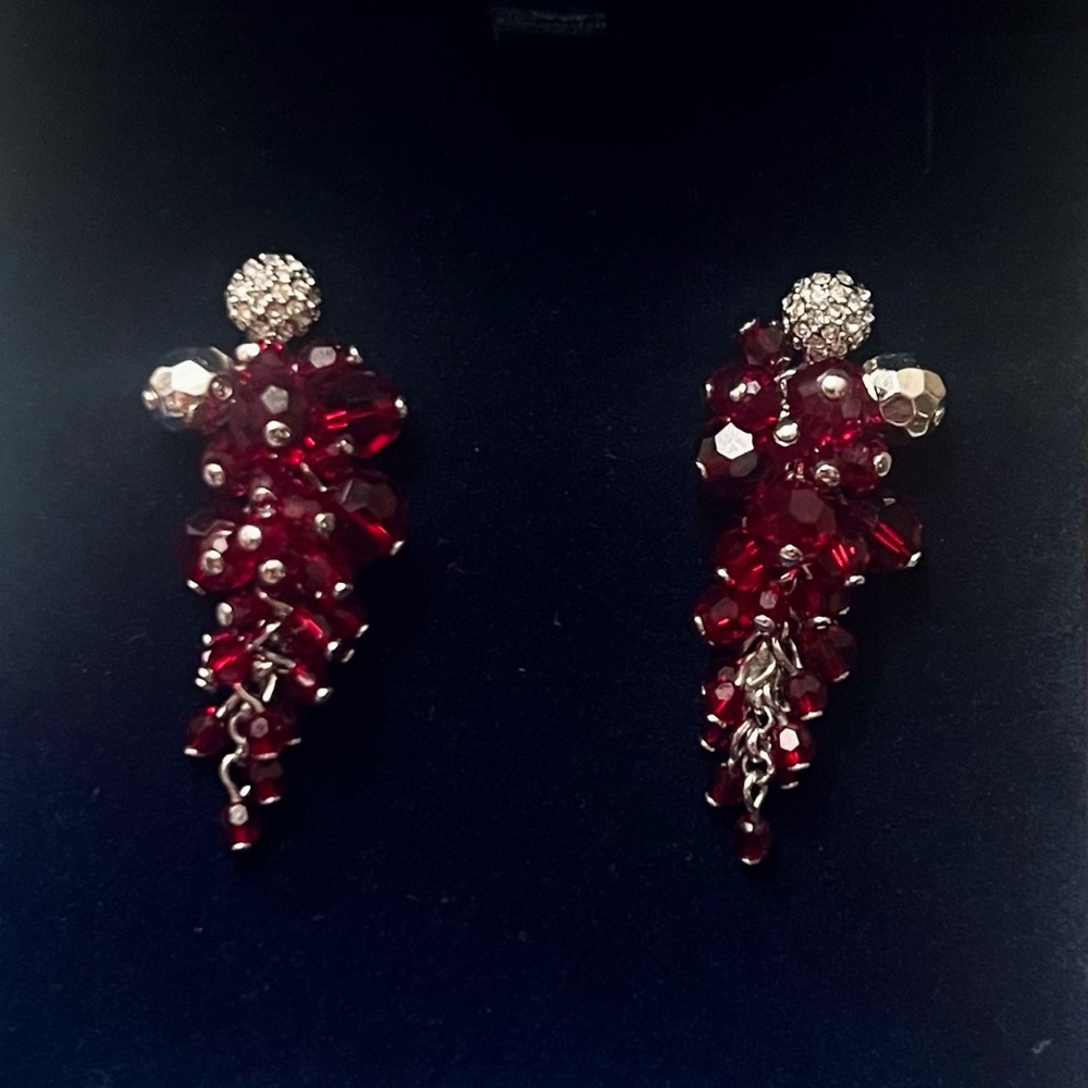 VTG Swarovski Diamanta Pave Studs & Siam Crystal Cluster Jacket Earrings *RARE*